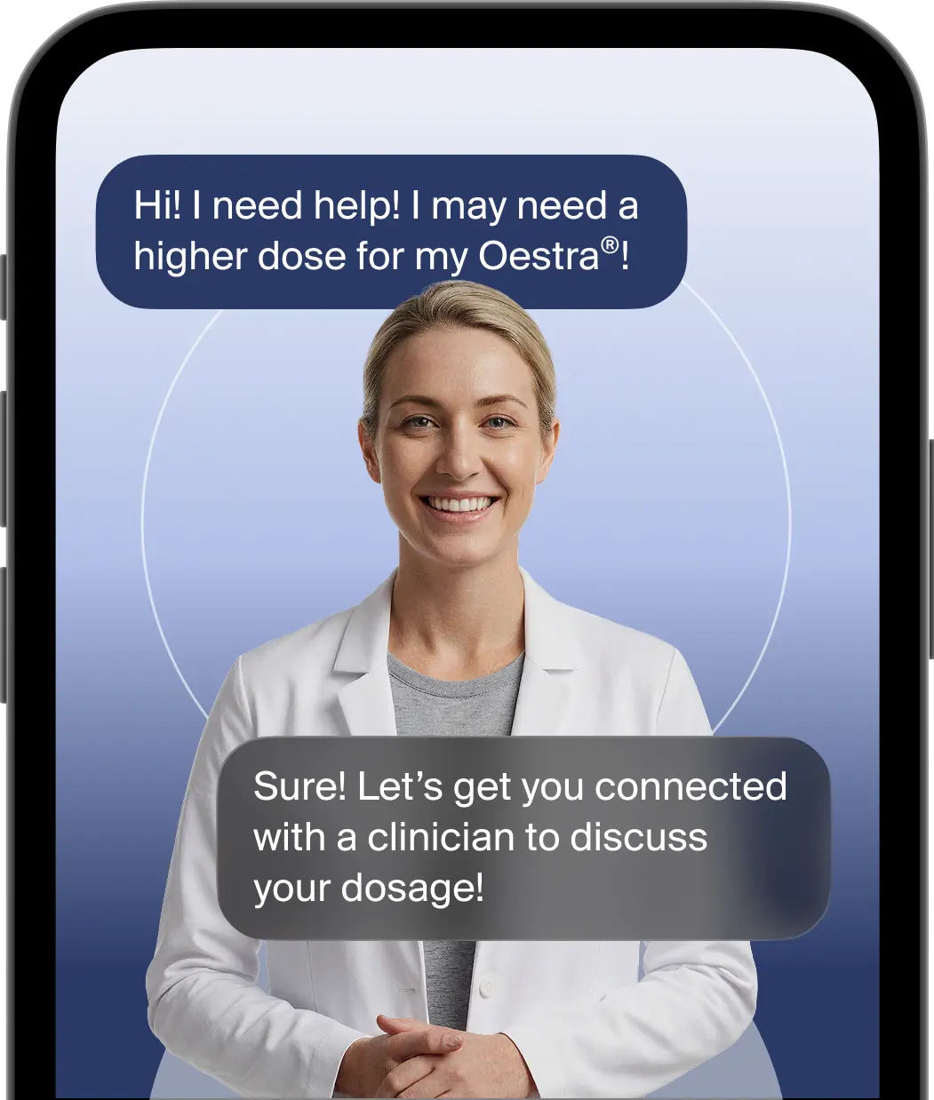 Unlimited secure messaging with Inner Balance clinician for ongoing hormone support